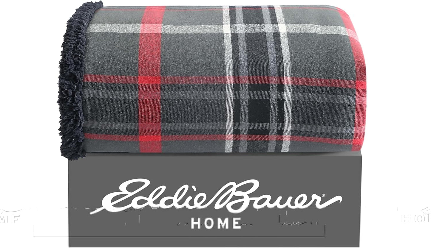 Eddie Bauer - Blanket, Super Soft Reversible Sherpa & Brushed Fleece Bedding, Throw Blankets for Couch, Ideal for Lounging (Pine Tartan)