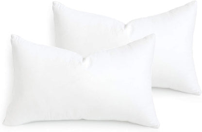 Hofdeco Premium Bolster Pillow Insert, Set of 2, 9"x26" (for Cover Size 8"x24") Water Resistant Synthetic Down Alternative Sham Stuffer for Patio, Bench, Garden, Poolside, White