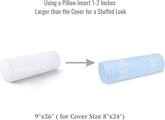 Hofdeco Premium Bolster Pillow Insert, Set of 2, 9"x26" (for Cover Size 8"x24") Water Resistant Synthetic Down Alternative Sham Stuffer for Patio, Bench, Garden, Poolside, White