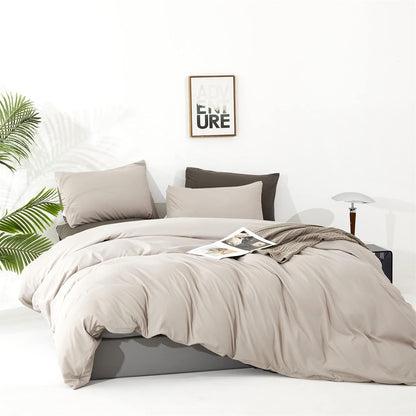 Luxlovery Beige Khaki Comforter Set Queen Beige Bedding Set Oatmeal Blanket Quilts Solid Cream Khaki Taupe 3PCS Queen Comforter Set Women Men