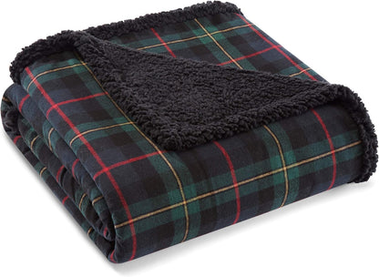 Eddie Bauer - Blanket, Super Soft Reversible Sherpa & Brushed Fleece Bedding, Throw Blankets for Couch, Ideal for Lounging (Pine Tartan)