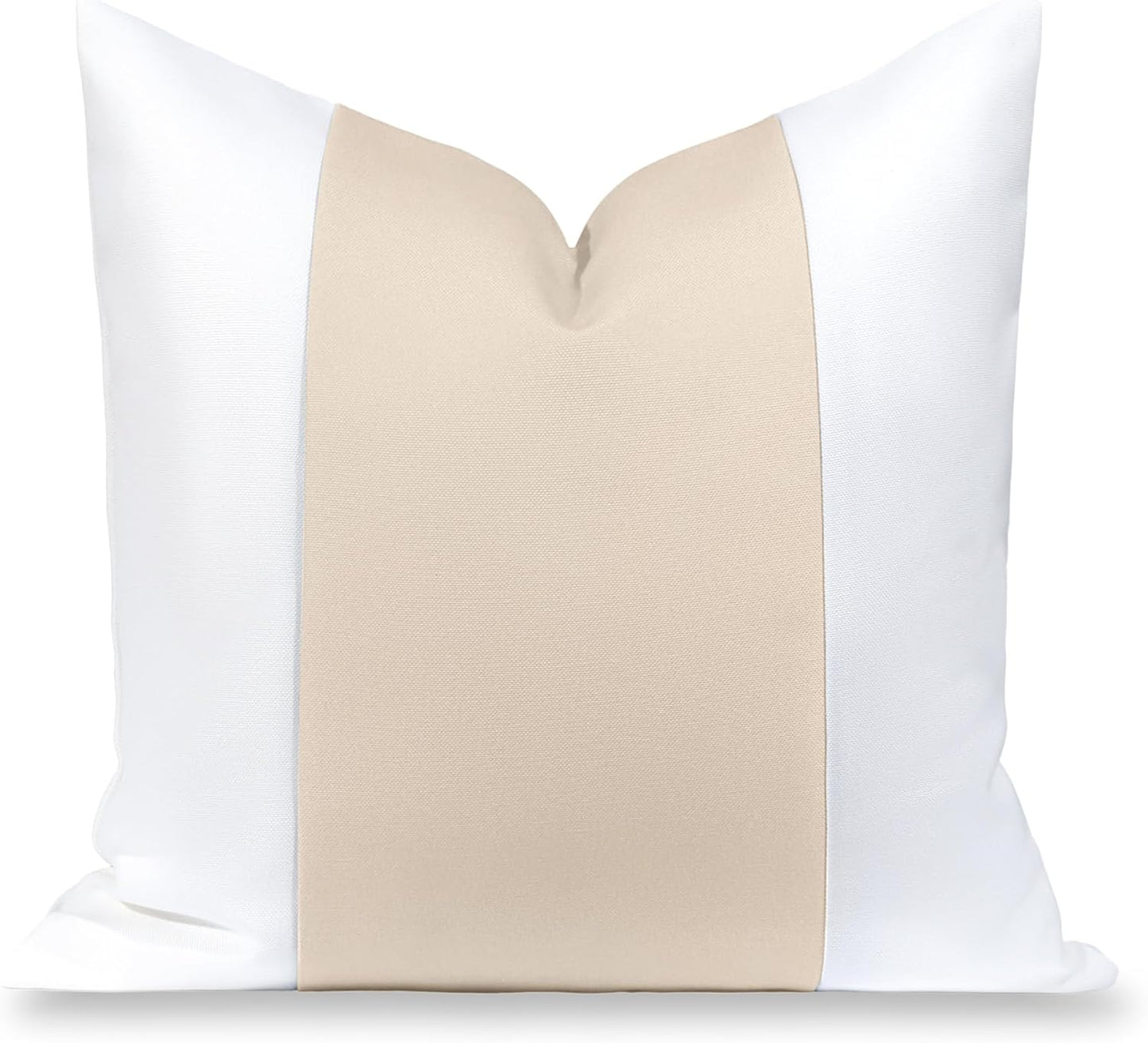 Hofdeco Premium Coastal Hampton Patio Indoor Outdoor Bolster Pillow Cover Only, 8"x24" Water Repellent for Backyard, Couch, Poolside, Neutral Tan Embroidered Greek Key