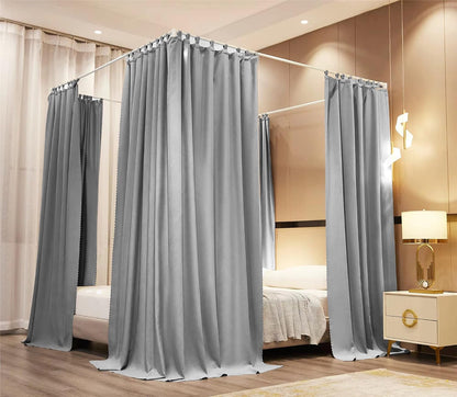 VETHIN Elastic Roof Style Four Corner Post Princess Bed Canopy Curtains Cozy Breathable Tent Canopy Mosquito Net for Girls & Adults Bedroom Decoration (Grey, 47-53" W*78" L*82"*H/Twin-Full)
