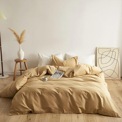 Luxlovery Beige Khaki Comforter Set Queen Beige Bedding Set Oatmeal Blanket Quilts Solid Cream Khaki Taupe 3PCS Queen Comforter Set Women Men