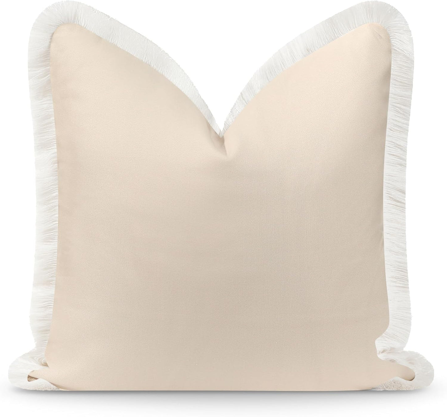 Hofdeco Premium Coastal Hampton Patio Indoor Outdoor Bolster Pillow Cover Only, 8"x24" Water Repellent for Backyard, Couch, Poolside, Neutral Tan Embroidered Greek Key