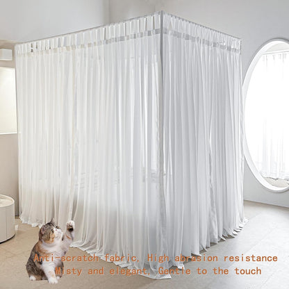 AIKASY Canopy Bed Board with Top and Self-Adhesive Strips, White Gauze Princess Bed Canopy Curtain Tent, Creating a Romantic Atmosphere in The Room（Full/Queen，White）