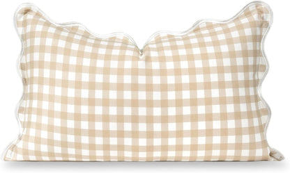 Hofdeco Premium Coastal Hampton Patio Indoor Outdoor Bolster Pillow Cover Only, 8"x24" Water Repellent for Backyard, Couch, Poolside, Neutral Tan Embroidered Greek Key