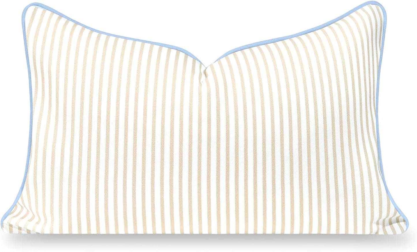 Hofdeco Premium Coastal Hampton Patio Indoor Outdoor Bolster Pillow Cover Only, 8"x24" Water Repellent for Backyard, Couch, Poolside, Neutral Tan Embroidered Greek Key