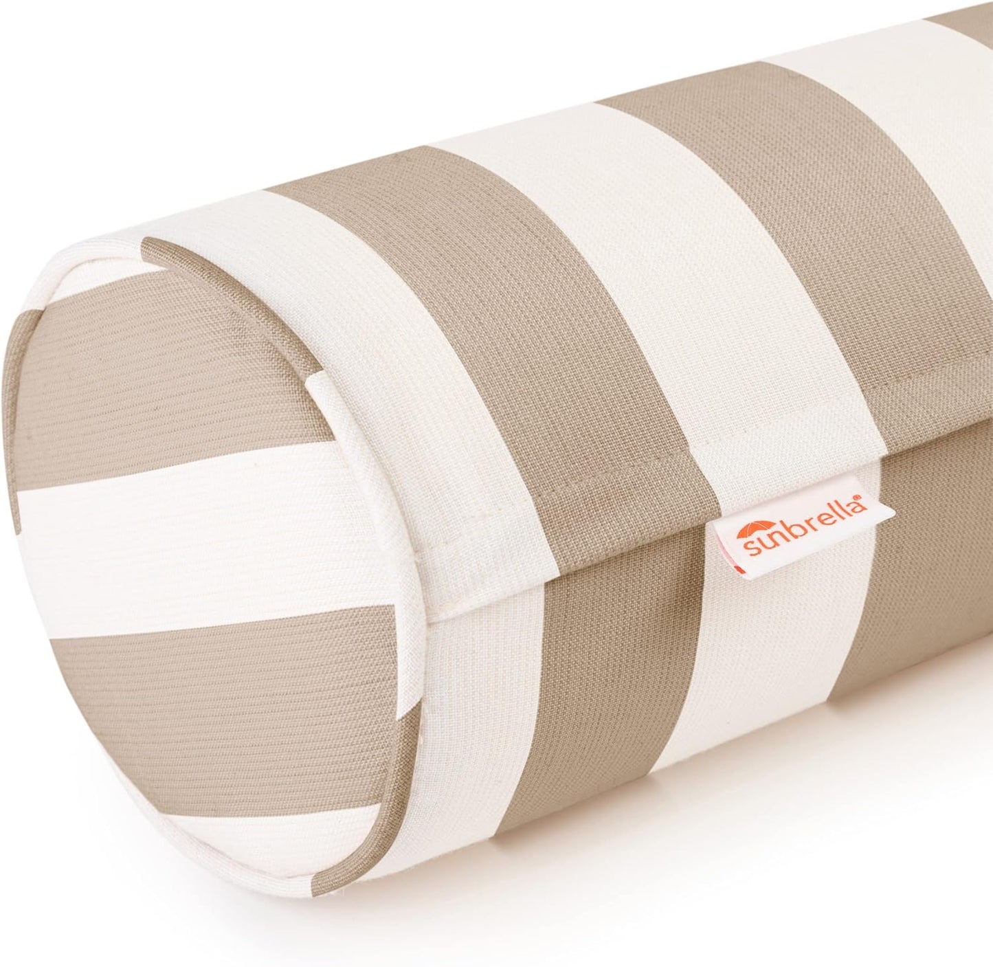 Austin Horn Classics Sunbrella Cabana Stripe White/Black Zippered Neck Roll Bolster (Set of 2)