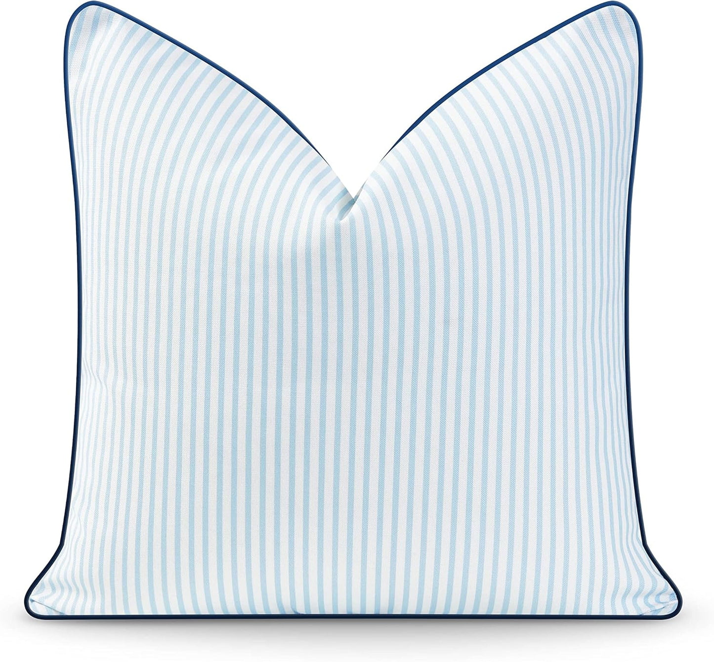 Hofdeco Premium Coastal Patio Indoor Outdoor Bolster Pillow Cover Only, 6"x20" Water Resistant for Backyard, Couch, Green Stripe