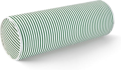 Hofdeco Premium Coastal Patio Indoor Outdoor Bolster Pillow Cover Only, 6"x20" Water Resistant for Backyard, Couch, Green Stripe