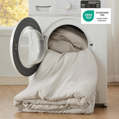 Bedsure Queen Size Comforter Set, Beige Soft Prewashed Bedding for All Seasons, 3 Pieces GentleSoft™ Warm Down Alternative Bed Set, 1 Lightweight Comforter (90"x90") and 2 Pillowcases (20"x26")