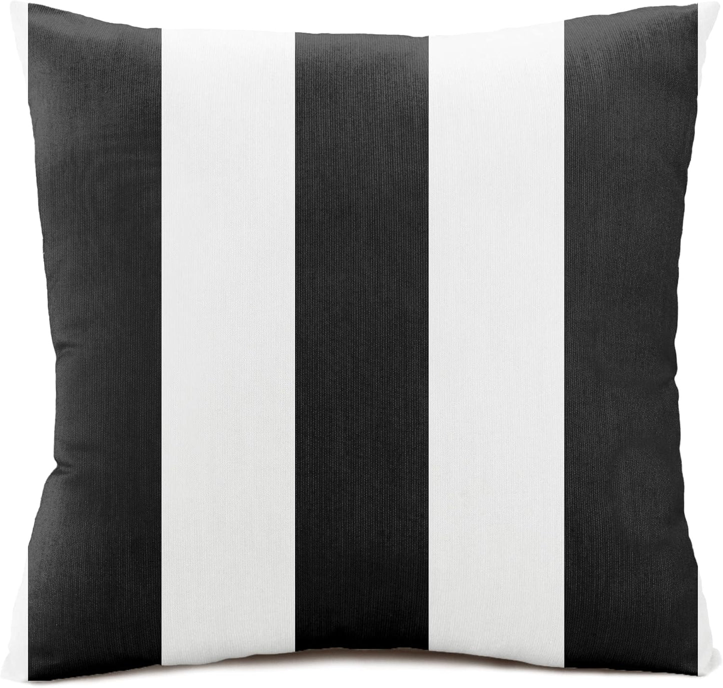 Austin Horn Classics Sunbrella Cabana Stripe White/Black Zippered Neck Roll Bolster (Set of 2)