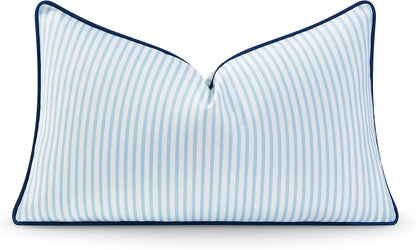 Hofdeco Premium Coastal Patio Indoor Outdoor Bolster Pillow Cover Only, 6"x20" Water Resistant for Backyard, Couch, Green Stripe