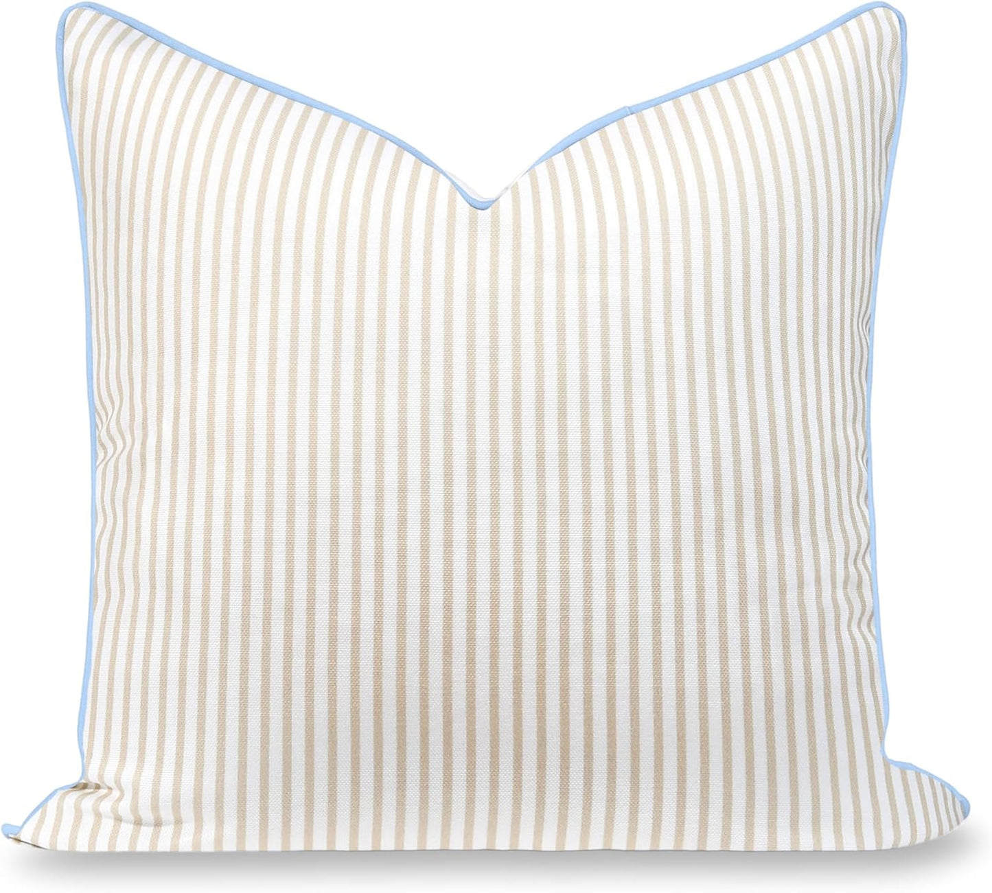 Hofdeco Premium Coastal Hampton Patio Indoor Outdoor Bolster Pillow Cover Only, 8"x24" Water Repellent for Backyard, Couch, Poolside, Neutral Tan Embroidered Greek Key