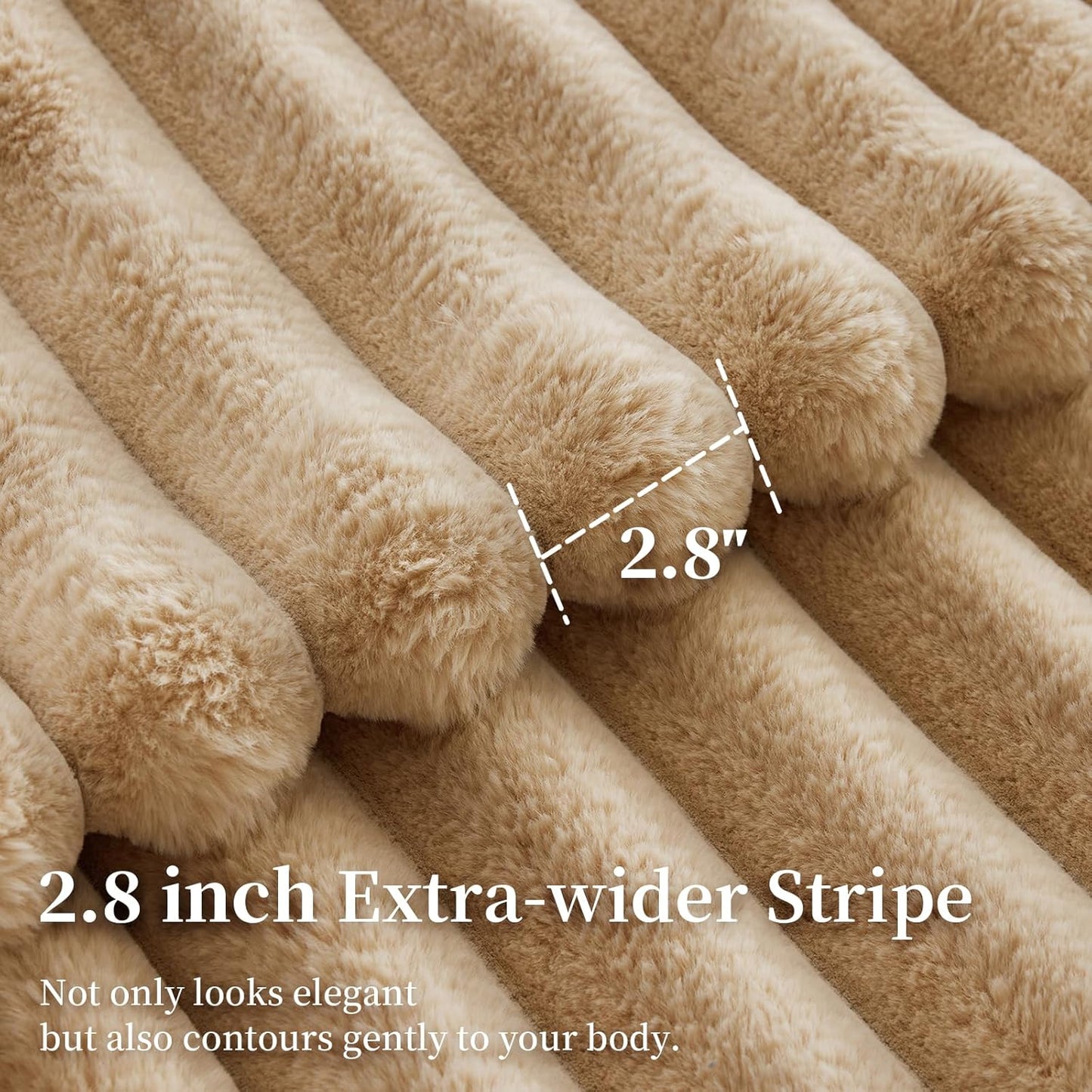 Faux Fur Throw Blanket, Thick 1000GSM Fluffy Cozy Lola Throw Blankets for Bed, Luxury Plush Striped Warm Soft Blanket for Couch LivingRoom Home Decor & Gifts(50"x 70", Beige)
