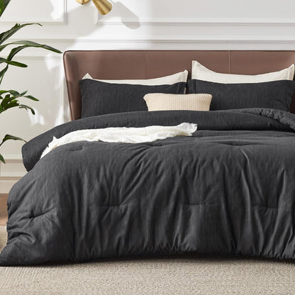 Bedsure Queen Comforter Set - Cooling and Warm Bed Set, Charcoal Black Reversible Bedding for All Season, 3 Pieces, 1 Queen Size Comforter (88"x88") and 2 Pillow Cases(20"x26")