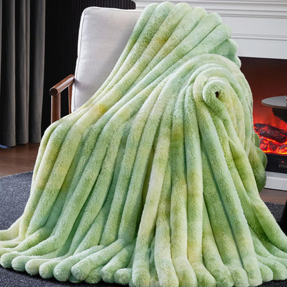Faux Fur Throw Blanket, Thick 1000GSM Fluffy Cozy Lola Throw Blankets for Bed, Luxury Plush Striped Warm Soft Blanket for Couch LivingRoom Home Decor & Gifts(50"x 70", Beige)