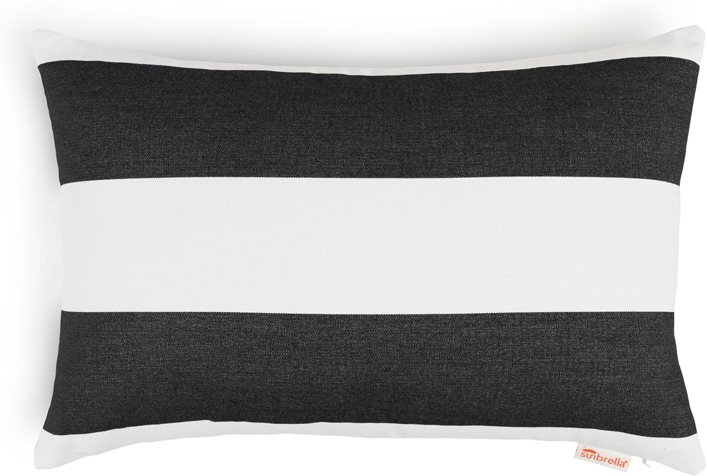 Austin Horn Classics Sunbrella Cabana Stripe White/Black Zippered Neck Roll Bolster (Set of 2)