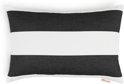 Austin Horn Classics Sunbrella Cabana Stripe White/Black Zippered Neck Roll Bolster (Set of 2)