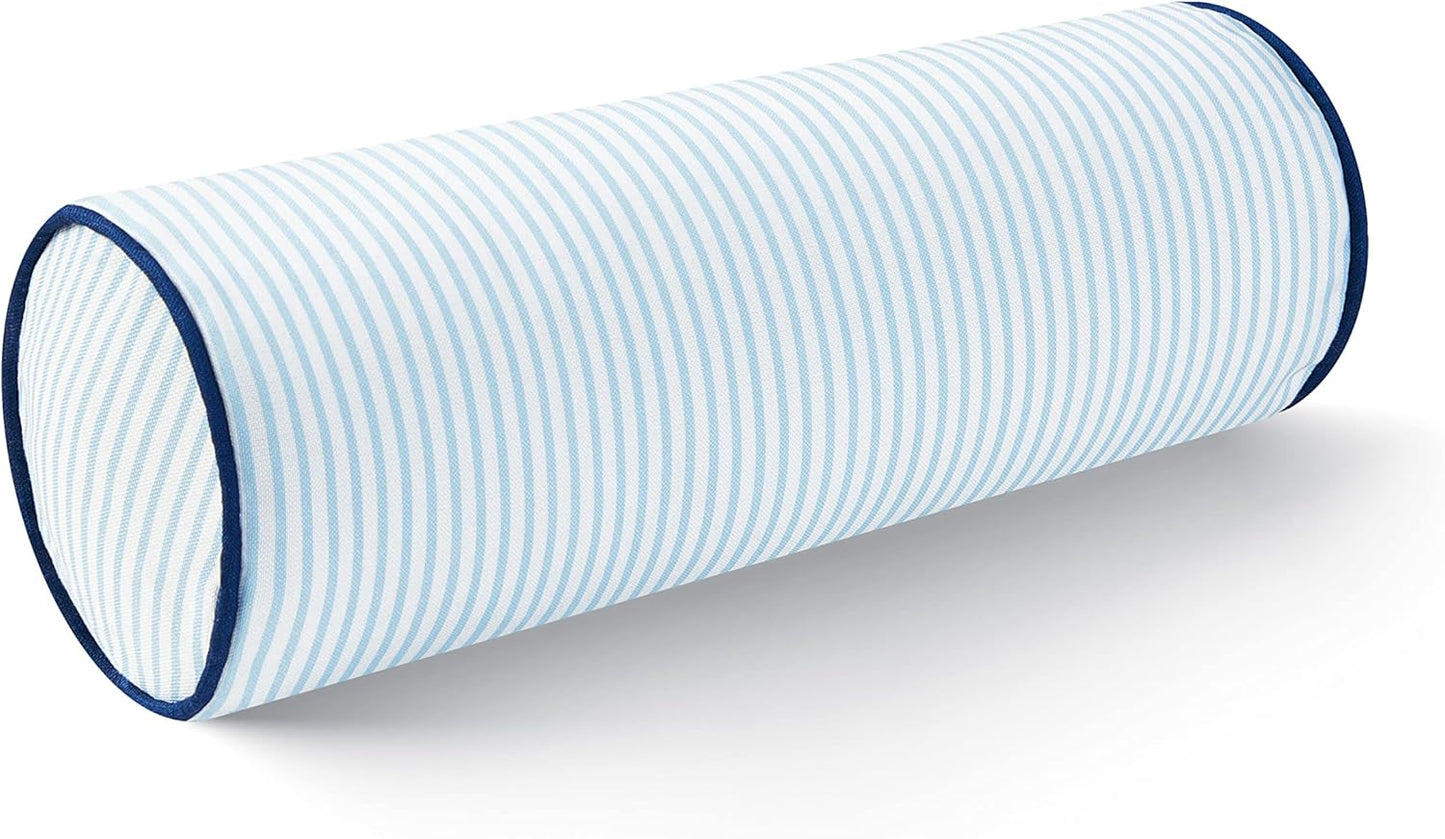 Hofdeco Premium Coastal Patio Indoor Outdoor Bolster Pillow Cover Only, 6"x20" Water Resistant for Backyard, Couch, Green Stripe