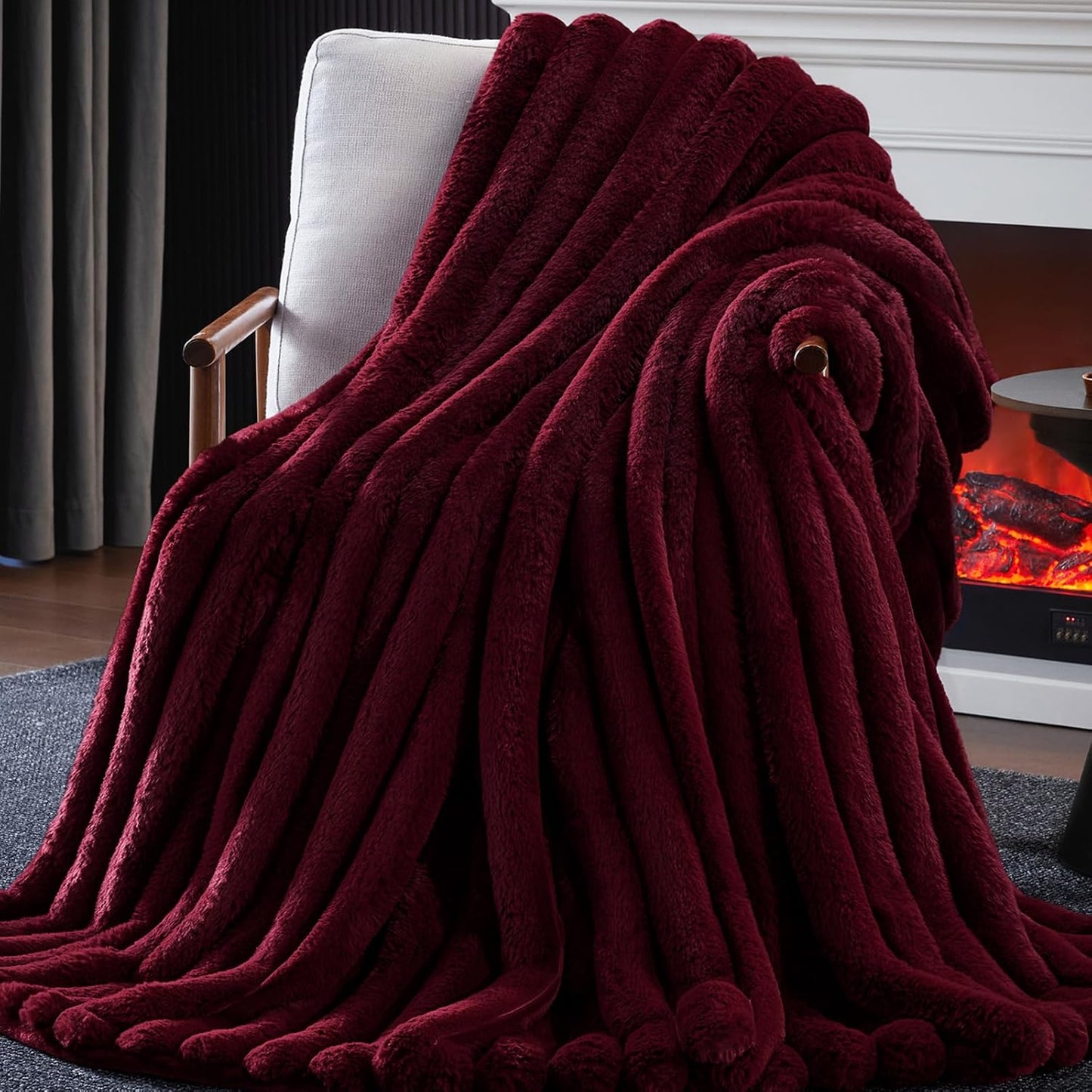 Faux Fur Throw Blanket, Thick 1000GSM Fluffy Cozy Lola Throw Blankets for Bed, Luxury Plush Striped Warm Soft Blanket for Couch LivingRoom Home Decor & Gifts(50"x 70", Beige)