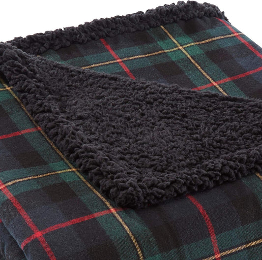 Eddie Bauer - Blanket, Super Soft Reversible Sherpa & Brushed Fleece Bedding, Throw Blankets for Couch, Ideal for Lounging (Pine Tartan)