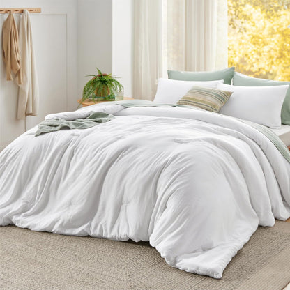 Bedsure Queen Size Comforter Set, Beige Soft Prewashed Bedding for All Seasons, 3 Pieces GentleSoft™ Warm Down Alternative Bed Set, 1 Lightweight Comforter (90"x90") and 2 Pillowcases (20"x26")