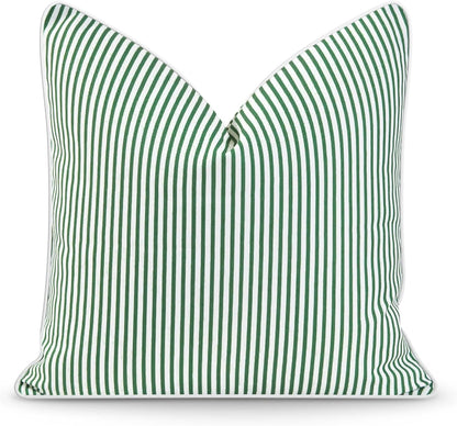 Hofdeco Premium Coastal Patio Indoor Outdoor Bolster Pillow Cover Only, 6"x20" Water Resistant for Backyard, Couch, Green Stripe