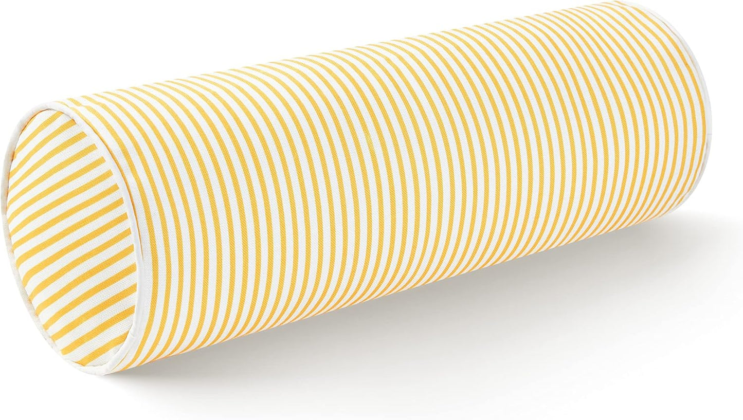 Hofdeco Premium Coastal Patio Indoor Outdoor Bolster Pillow Cover Only, 6"x20" Water Resistant for Backyard, Couch, Green Stripe