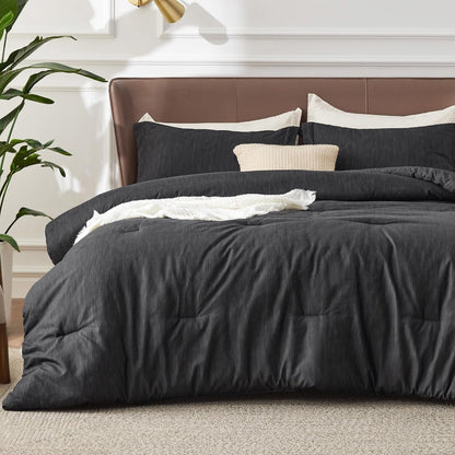 Bedsure Queen Comforter Set - Cooling and Warm Bed Set, Charcoal Black Reversible Bedding for All Season, 3 Pieces, 1 Queen Size Comforter (88"x88") and 2 Pillow Cases(20"x26")