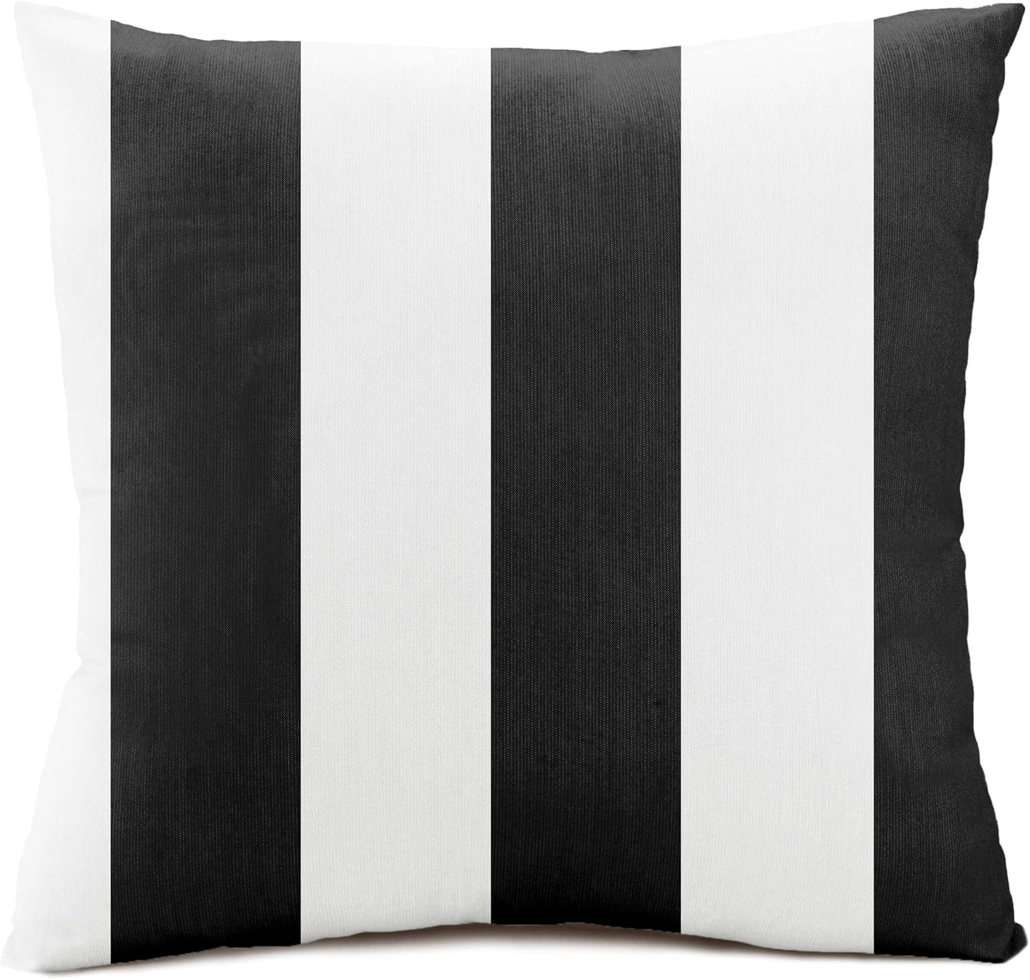 Austin Horn Classics Sunbrella Cabana Stripe White/Black Zippered Neck Roll Bolster (Set of 2)