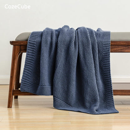 CozeCube Blue Throw Blanket for Couch, Soft Cozy Cable Knit Throw for Bed Sofa Living Room, Lightweight Warm Decorative Farmhouse Christmas Blanket, 50"x60", Dusty Blue