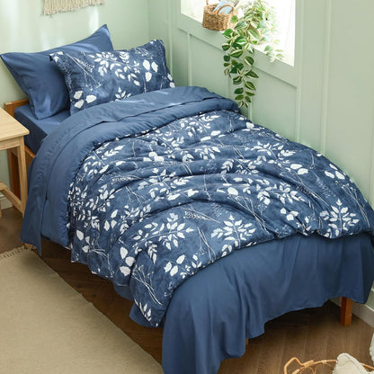 Bedsure Queen Comforter Set - 7 Pieces Floral Sage Green Soft Bedding Sets, Queen Bed in a Bag with Botanical Flowers Comforter, Sheets, Pillowcases & Shams