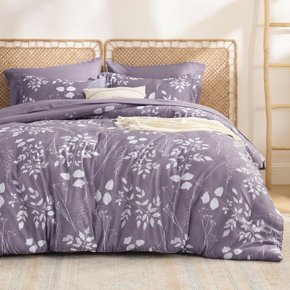 Bedsure Queen Comforter Set - 7 Pieces Floral Sage Green Soft Bedding Sets, Queen Bed in a Bag with Botanical Flowers Comforter, Sheets, Pillowcases & Shams