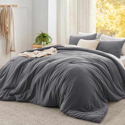 Bedsure Queen Size Comforter Set, Beige Soft Prewashed Bedding for All Seasons, 3 Pieces GentleSoft™ Warm Down Alternative Bed Set, 1 Lightweight Comforter (90"x90") and 2 Pillowcases (20"x26")