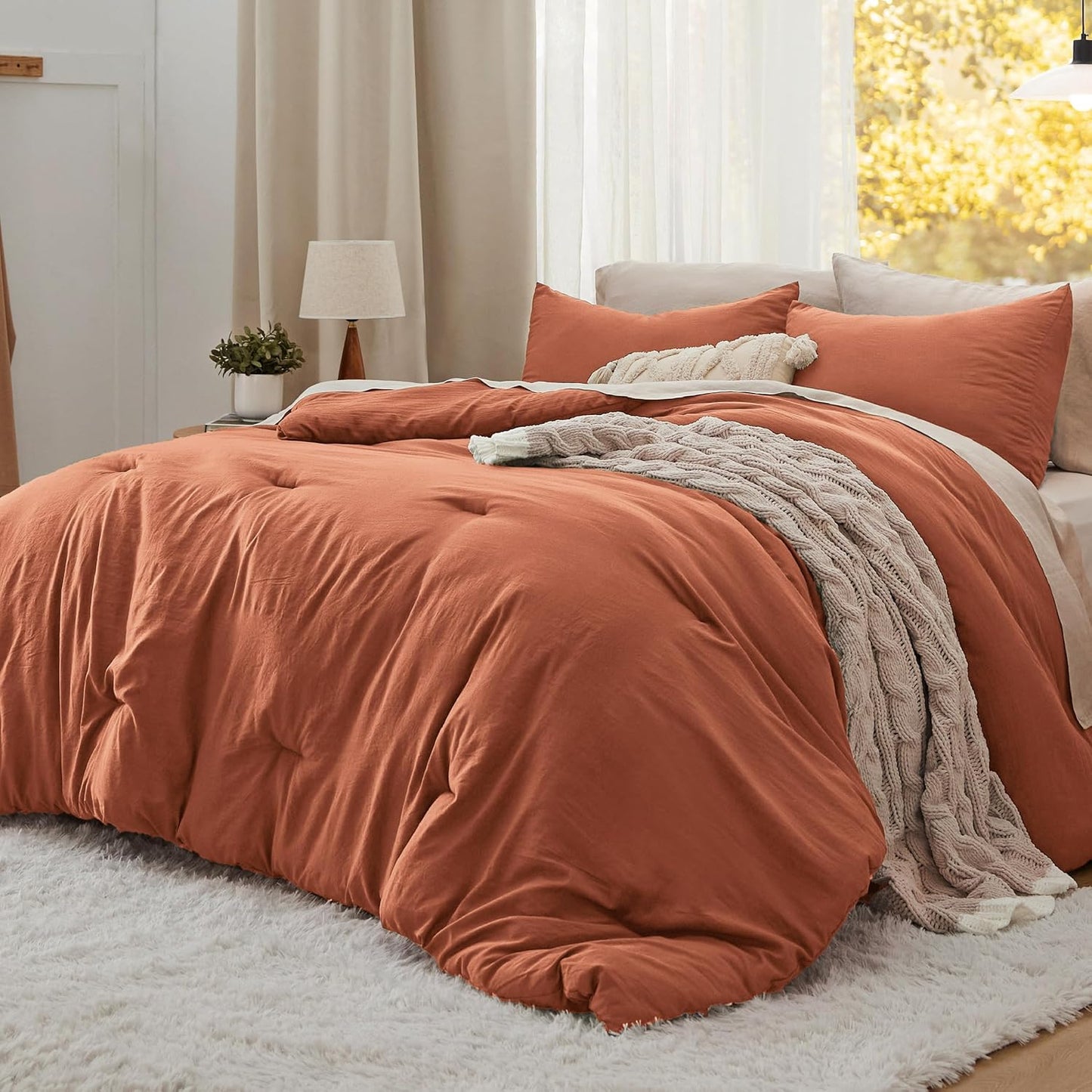 Bedsure Queen Size Comforter Set, Beige Soft Prewashed Bedding for All Seasons, 3 Pieces GentleSoft™ Warm Down Alternative Bed Set, 1 Lightweight Comforter (90"x90") and 2 Pillowcases (20"x26")