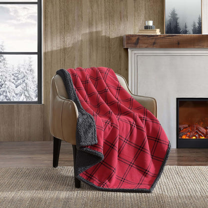 Eddie Bauer - Blanket, Super Soft Reversible Sherpa & Brushed Fleece Bedding, Throw Blankets for Couch, Ideal for Lounging (Pine Tartan)