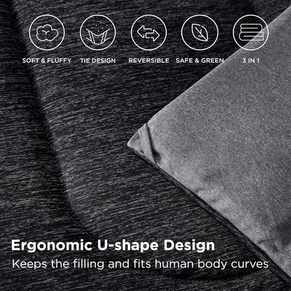 Bedsure Queen Comforter Set - Cooling and Warm Bed Set, Charcoal Black Reversible Bedding for All Season, 3 Pieces, 1 Queen Size Comforter (88"x88") and 2 Pillow Cases(20"x26")